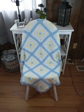 New Hand Crocheted Baby Boy Blanket, Baby Shower Gift